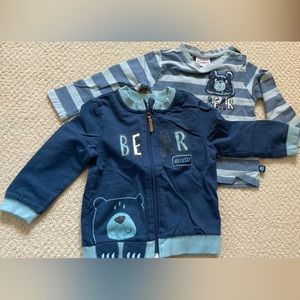 18 month (86 euro) Coccodrillo zipper sweatshirt and long sleeve teeshirt.